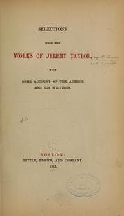 Tapa de Selections from the works of Jeremy Taylor