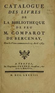 Tapa de Catalogue des livres de la bibliotheque de feu M. Comparot de Bercenay