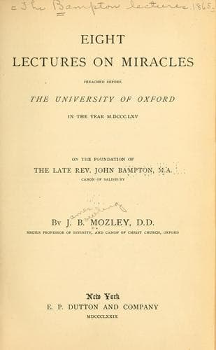 Tapa de Eight lectures on miracles