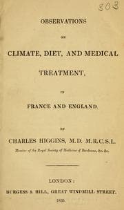 Tapa de Observations on climate, diet, and medical treatment in France and England