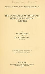 Tapa de The significance of psychoanalysis for the mental sciences