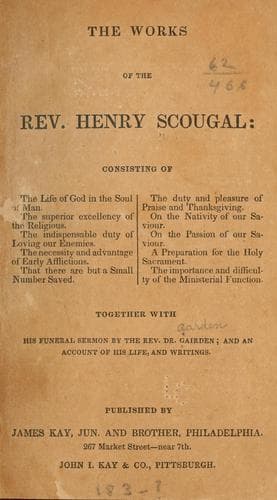 Tapa de The works of the Rev. Henry Scougal ...