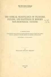 Tapa de The ethical significance of pleasure, feeling and happiness in modern non-hedonistic systems ...