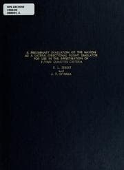 Tapa de A preliminary evaluation of the evaluation of the NAvion as a lateral as a lateral-directional flight simulator for use in the investigation of flying qualities criteria