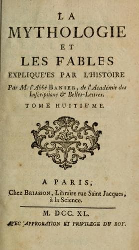 Tapa de La mythologie et les fables expliquées par l'histoire
