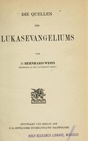 Tapa de Die Quellen des Lukasevangeliums