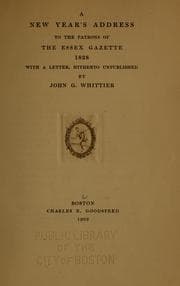 Tapa de A New Year's address to the patrons of the Essex gazette, 1828
