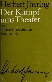 Tapa de Der Kampf ums Theater und andere Streitschriften 1918 bis 1933