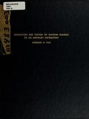 Tapa de Generation and testing of random numbers of an arbitrary distribution