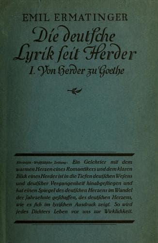 Tapa de Die deutsche lyrik seit Herder