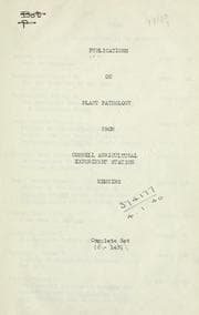 Tapa de [Publications on plant pathology from Cornell Agricultural Experiment Station Memoirs, collected by H.S. Jackson.]