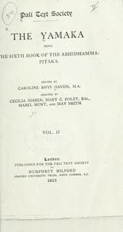Tapa de The Yamaka, being the sixth book of the Abhidhamma Pitaka