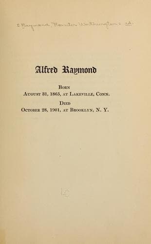 Tapa de Alfred Raymond ...
