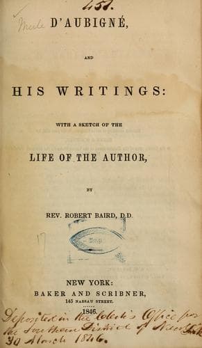 Tapa de D'Aubigné and his writings