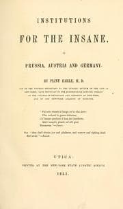 Tapa de Institutions for the insane, in Prussia, Austria and Germany