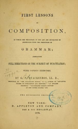 Tapa de First lessons in composition