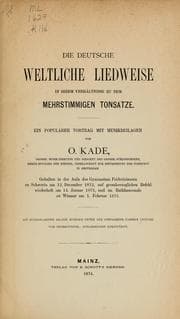 Tapa de Die deutsche weltliche Liedweise in ihrem Verhältnisse zu dem mehrstimmigen Tonsatze