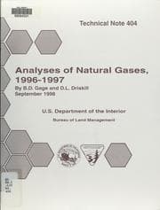 Tapa de Analyses of natural gases, 1996-97