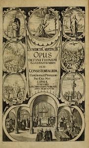Tapa de Benedicti Carpzovii, jc. & consiliarii electoris Saxonici Jurisprudentia ecclesiastica, seu, Consistorialis rerum & quaestionum in sereniss. ac potentissimi principis electoris Saxoniae senatu ecclesiastico & consistorio supremo probè ventilatarum, maturo consilio deliberatarum, & accurato judicio decisarum definitiones succintas, jure divino, canonico, civili, constitutionibus et ordinationibus ecclesiasticis probatas, rescriptis, decretis et responsis electoralibus corroboratas exhibens