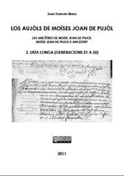 Tapa de Los aujòls de Moïses Joan de Pujòl. 3. Lista longa (generacions 21 a 50)