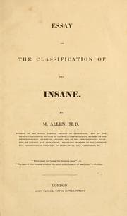 Tapa de Essay on the classification of the insane