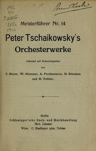 Tapa de Peter Tschaikowsky's Orchesterwerke