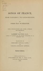 Tapa de Songs of France, from Napoleon I. to Louis-Philippe