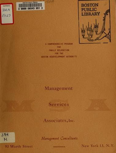 Tapa de A comprehensive program for family relocation for the Boston redevelopment authority