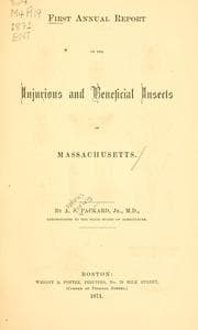 Tapa de First annual report on the injurious and beneficial insects of Massachusetts