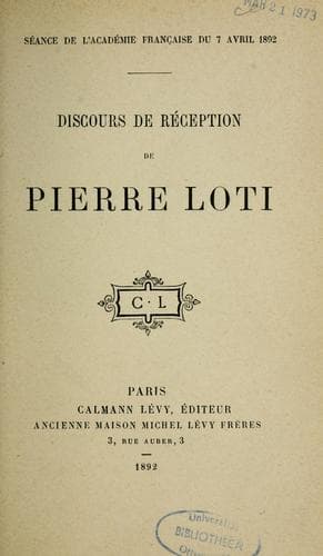 Tapa de Discours de réception de Pierre Loti