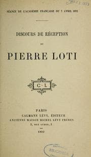 Tapa de Discours de réception de Pierre Loti