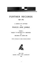 Tapa de Further Records, 1848-1883: A Series of Letters