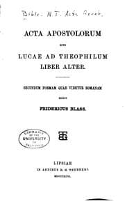 Tapa de Acta Apostolorum, sive Lucae Ad Theophilum Liber Alter: Secundum Formam quae ..