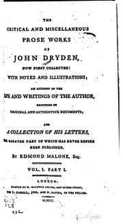 Tapa de The critical and miscellaneous prose works of John Dryden, now first collected ..