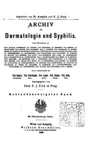 Tapa de Archiv fuer dermatologie und syphilis