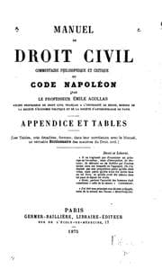 Tapa de Manuel de droit civil: commentaire philosophique et critique du Code ..