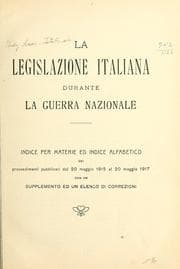 Tapa de La legislazione italiana durante la guerra nazionale ...