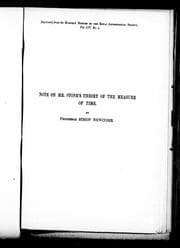 Tapa de Note on Mr. Stone's theory of the meausre of time