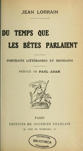 Tapa de Du temps que les bêtes parlaient
