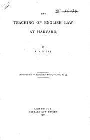 Tapa de The Teaching of English Law at Harvard