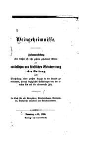 Tapa de Weingeheimnisse: Zusammenstellung aller bisher oft sehr geheim gehaltener ...