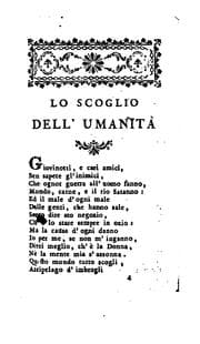 Tapa de Lo scoglio dell' umanità: ossia avvertimento salutare alla gioventù per cautelarsi contro le ..