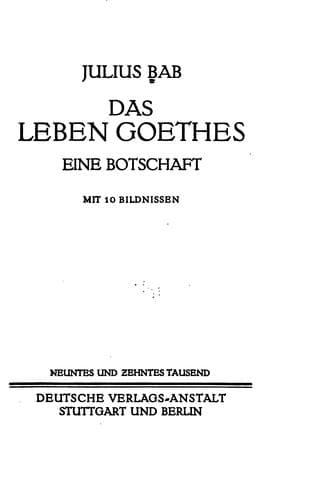 Tapa de Das Leben Goethes: Eine Botschaft