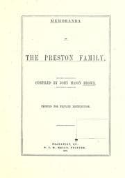 Tapa de Memoranda of the Preston family