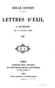 Tapa de Lettres d'exil à Michelet et à divers amis ..