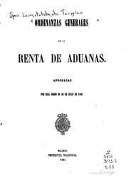 Tapa de Ordenanzas generales de la renta de aduanas