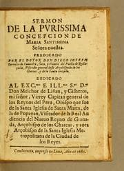 Tapa de Sermon de la purissima concepcion de Maria Santissima señora nuestra