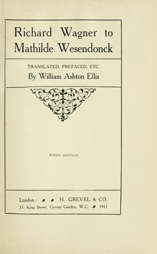 Tapa de Richard Wagner to Mathilde Wesendonck