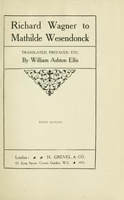 Tapa de Richard Wagner to Mathilde Wesendonck
