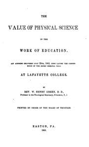 Tapa de The value of physical science in the work of education